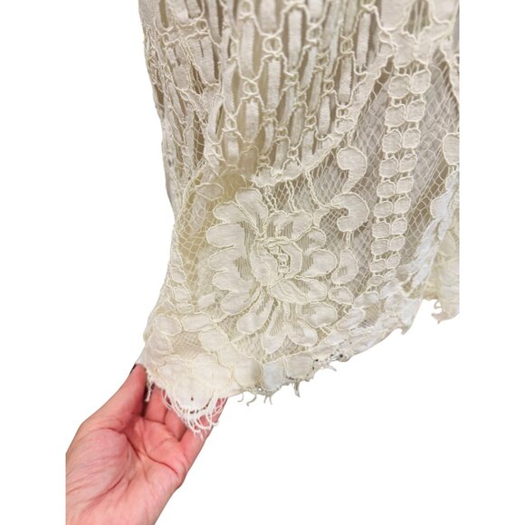 Rockin C  Lace Halter Eyelet Top Ivory Floral Pattern Lined Western Cowgirl Glam - Picture 10 of 10